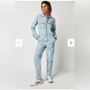 Free People Lee denim union-all. Size M, light blue.